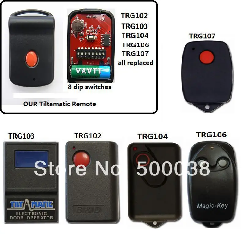 

free shipping tilt a matic remote ,door mate remote ,parker remote, all in one