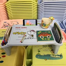 Children’s Lazy Desk Plastic Small Dinner Table Baby Learning Table Bed Laptop Table Kids Desk Convenient