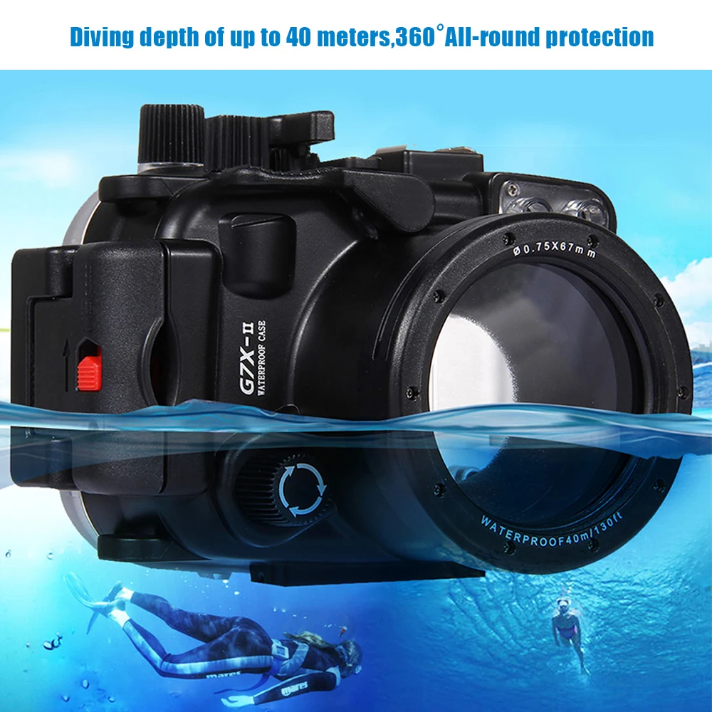 Mcoplus G7xii 40m/130f Underwater Waterproof Camera Housing Case Bag