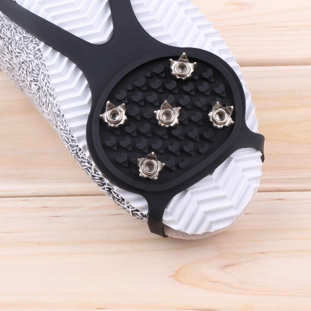 Anti Slip Snow Ice Climbing Spikes Gripper Cleats 5-Stud Shoes Cover Insoles Camping & Hiking Sports & Entertainment 1pair
