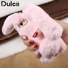 

Dulcii for iPhone SE 5S 5 Case Bunny Shape Warm Fur TPU Phone Case Bag for Apple iPhone SE 5S 5 Cover - Brown