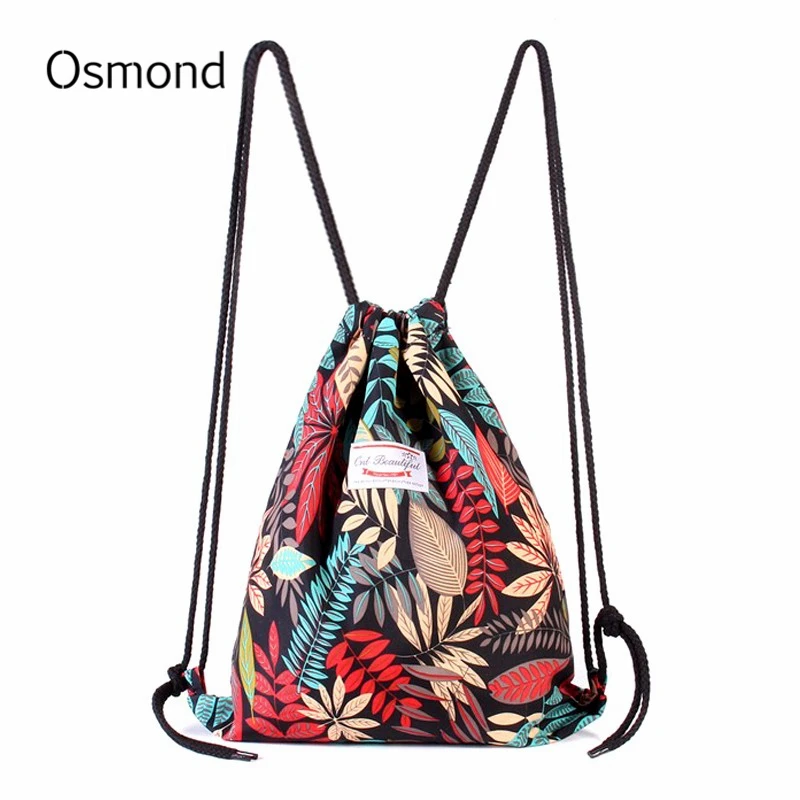 Osmond Women Drawstring Backpack Leaf Pattern Oxford String Shoulder Bags Rucksack Sack Bag Student Vintage School bag Mochila Osmond Women Drawstring Backpack Leaf Pattern Oxford String Shoulder Bags Rucksack Sack Bag Student Vintage School bag Mochila