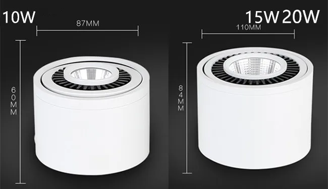 Cob-светодиоды с регулируемой яркостью потолочный светодиодный светильник 5 Вт 7 Вт 10 Вт 15 Вт 360 градусов вращающийся 110/220 В теплый/белый