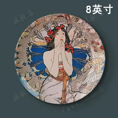 Alphonse Maria Mucha известная картина маслом Декоративная Тарелка абстрактная настенная подвесная тарелка для рукоделия домашний Декор круглая тарелка - Цвет: 10