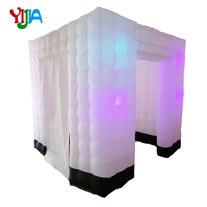 

Nice Cabin Tent Black Bottom 2.5M Two Doors Inflatable Photo Booth backdrop With 8PCS LED Bulbs lights For Wedding, Party, Event