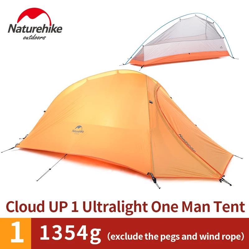 Naturehike Cloud Up Series 1 2 3 человек Сверхлегкий Палатка оборудование для лагеря 20D нейлон обновление 2 человек зимний кемпинговый тент с ковриком - Цвет: UP1 210T orange