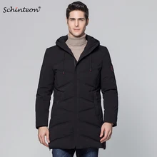 Schinteon мужской зимний пуховик с капюшоном, теплая верхняя одежда, 90% белый утиный пух, одежда высшего качества, с карманами, одноцветная