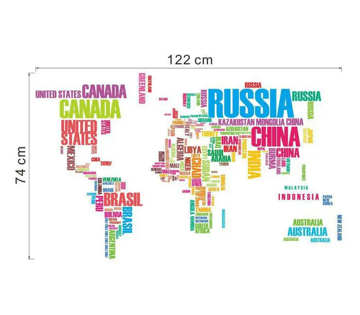 map of the world in letters words wall art picture new big silk world map words