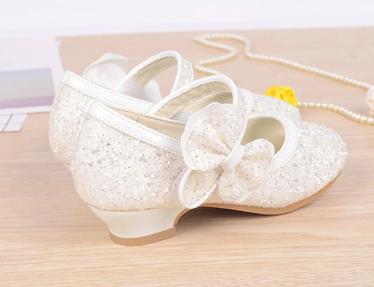 Г. весенне-Осенняя обувь для девочек обувь принцессы с бантом сбоку детская танцевальная обувь на высоком каблуке для студентов 27-37