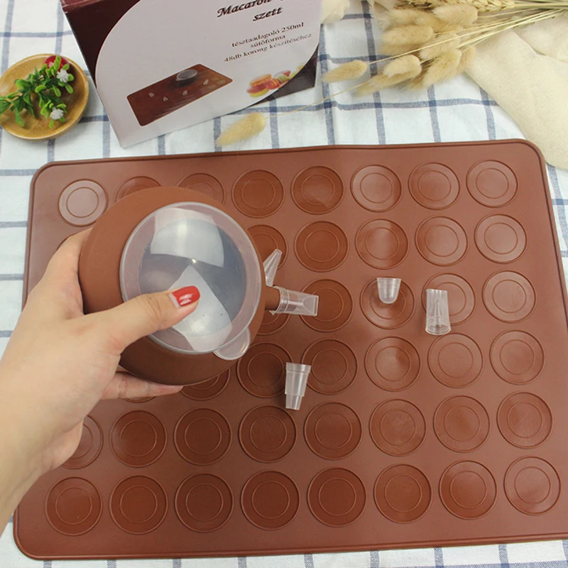 

New Silicone Kit Baking Mold Set, 30 Cavity Macaroon Mat & Dessert Decorative Tool Nozzle Baking Mat Baked Sheet Silicone Molds