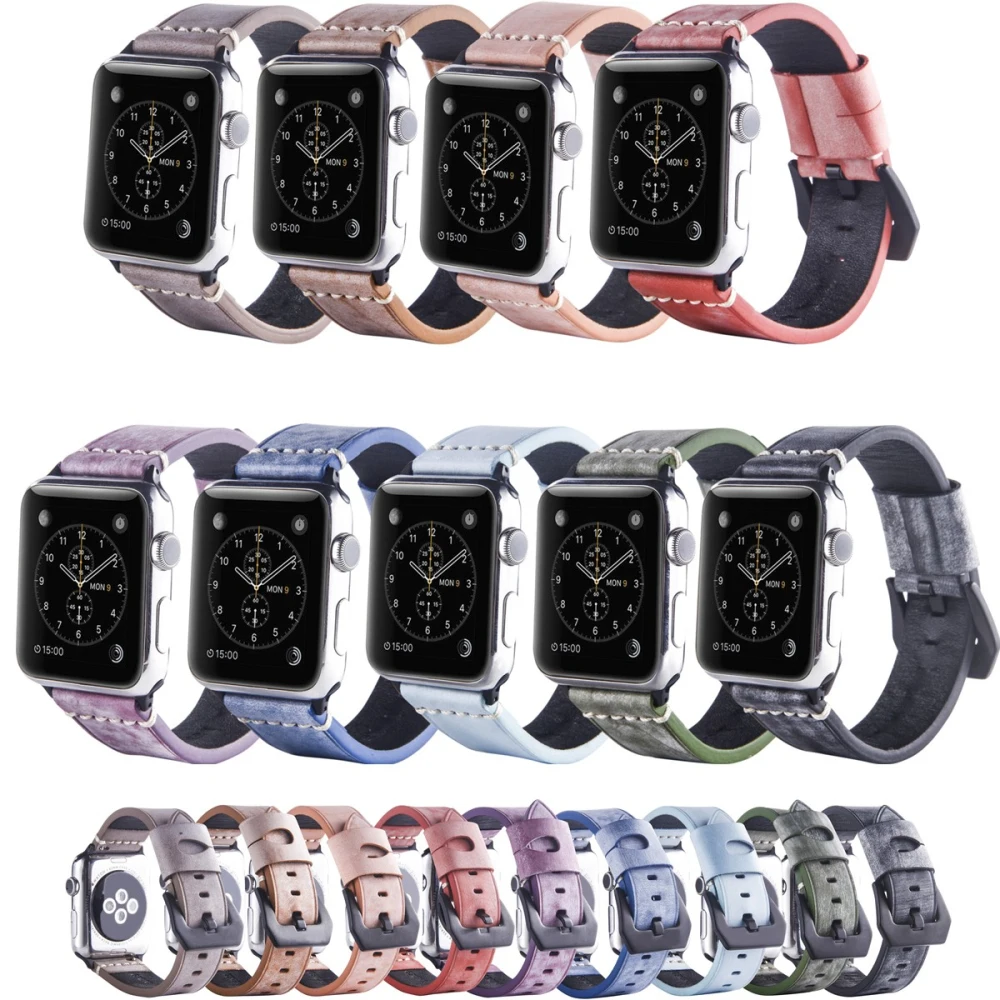 Ремешок из вощеной кожи для Apple Watch Band Series 4/3/2/1 44 мм 40 38 42 мм|Ремешки часов| |