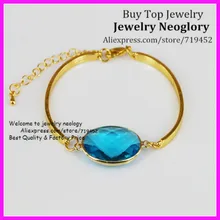 10 шт. натуральный овальный синий стеклянный кварцевый браслет и браслет Хрустальное защитное стекло Кварцевое звено браслет золотой браслет женские ювелирные изделия