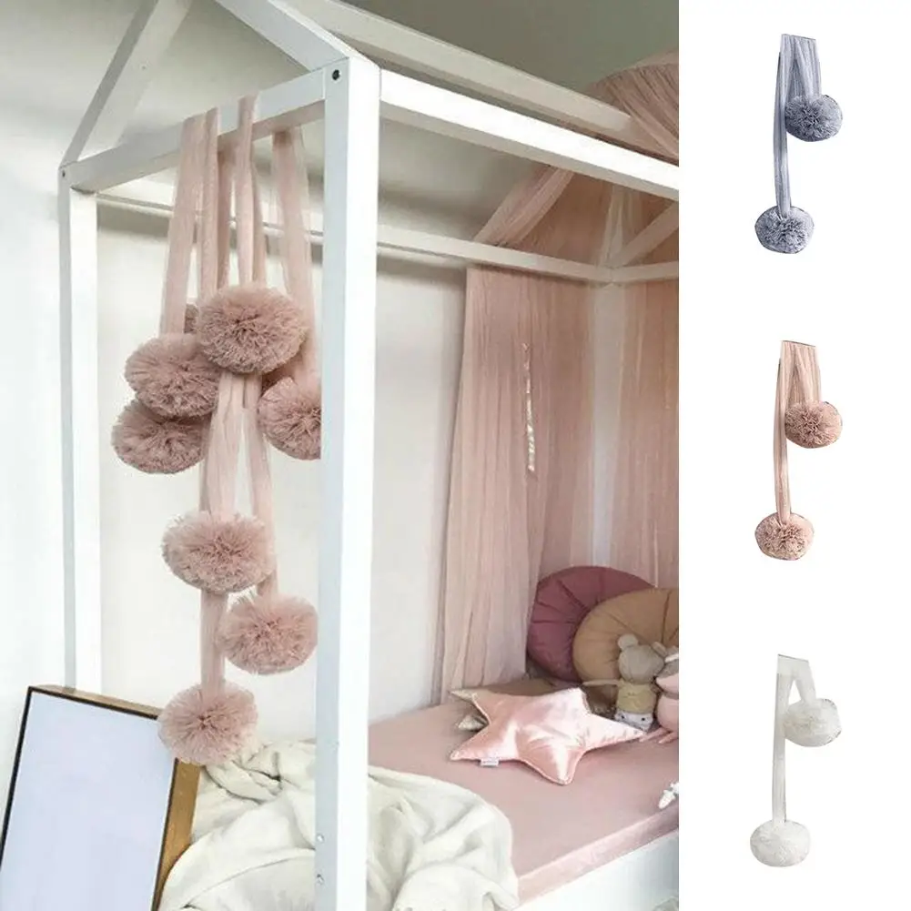 

Wall Pendant Bed Canopy Mosquito Net Yarn Ball Hanging Ornament Kids Room Decor Set