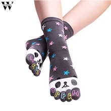 1 пара носков женские и мужские милые носки с пандой забавные пять пальцев повседневные хлопковые Dec 10