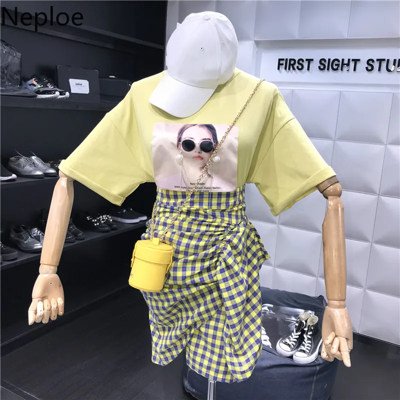 Neploe женские комплекты Лето 2019 рисунок печати o образным вырезом футболки с