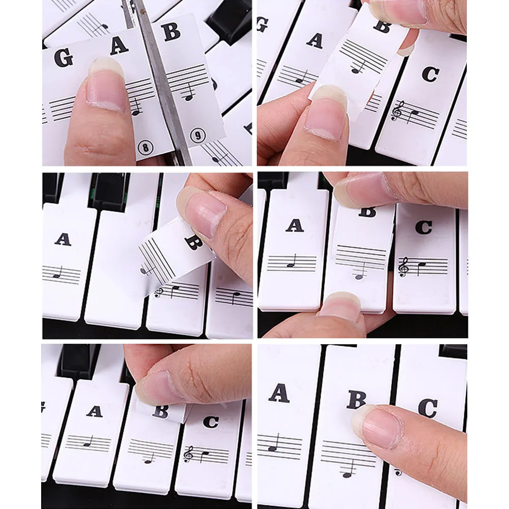 Новинка 54/61 ключи наклейка в музыкальном стиле наклейка этикетка ПВХ Примечание съемные наклейки для начинающих фортепиано клавиатура