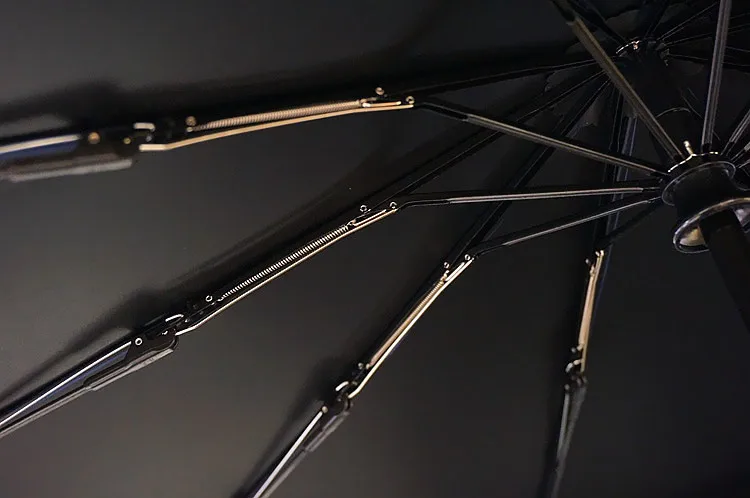 10 ребер полностью автоматический черный эпонж с покрытием мужской зонт складной Ретро деревянный Ветрозащитный зонты дождевик