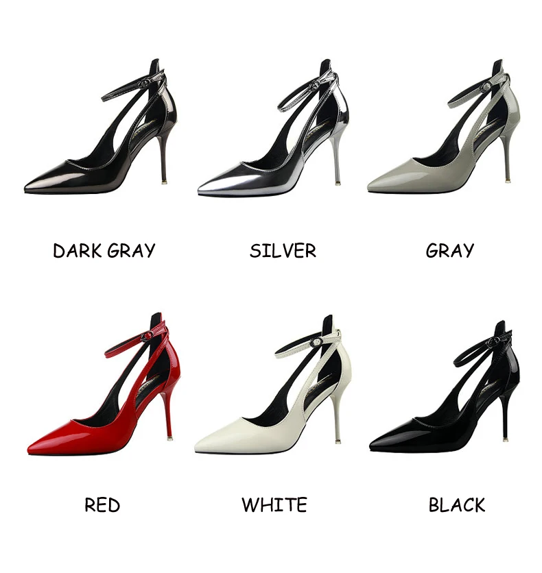 Women's Pumps Shoe Office Lady Heels Buckle Strap Wedding Women Shoes High Heels Sandals Silver Gold Shoes Woman High Heel 2018  (13)