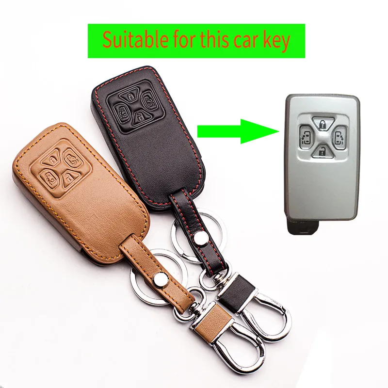 Кожаный Автомобильный чехол для ключей, автомобильный кошелек для Toyota Noah Mark X RAV4, оценка Corolla Yaris, 4 кнопки, безключевой, умный защитный чехол