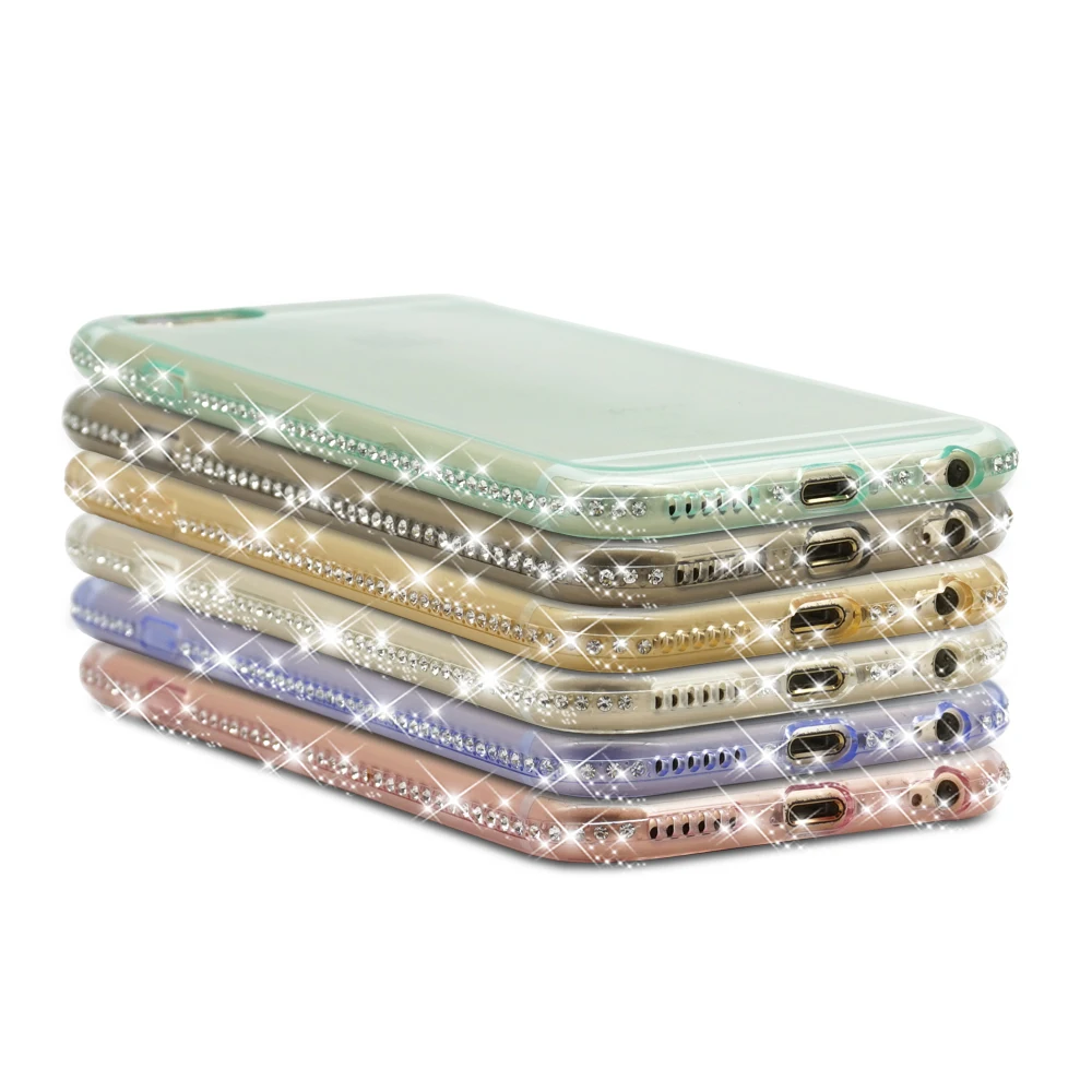 for iphone 7 Plus Case Silicone Transparent Clear Cases for iphone 7 6S 6 S Plus 5 5s se Soft TPU Cover Rhinestone Accessories (9)