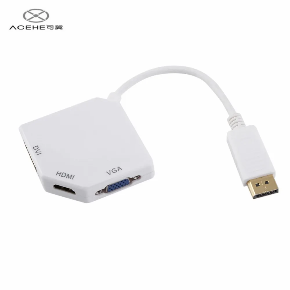 

ACEHE Professional Mini Display Port DP to HDMI VGA DVI Cable Adapter Converter 3 in 1 Plug and Play for MacBook/Air/Pro HOT
