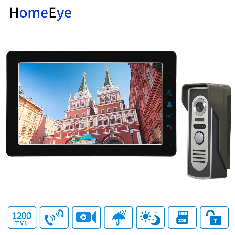 HomeEye 9'' 4-Wire Video Door Phone Video/Audio Dual-way Intercom Day/Night Vision 1200TVL Multi-language OSD Menu Remote Unlock HomeEye 9'' 4-Wire Video Door Phone Video/Audio Dual-way Intercom Day/Night Vision 1200TVL Multi-language OSD Menu Remote Unlock