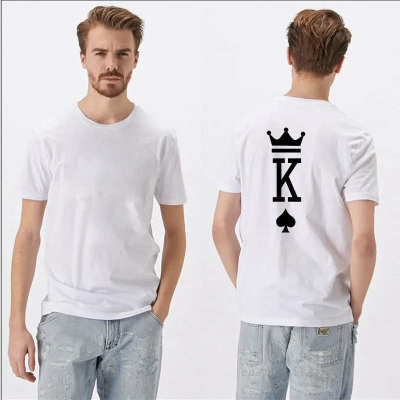 Мужская и женская футболка с короткими рукавами LUSLOS King белая в уличном стиле лето