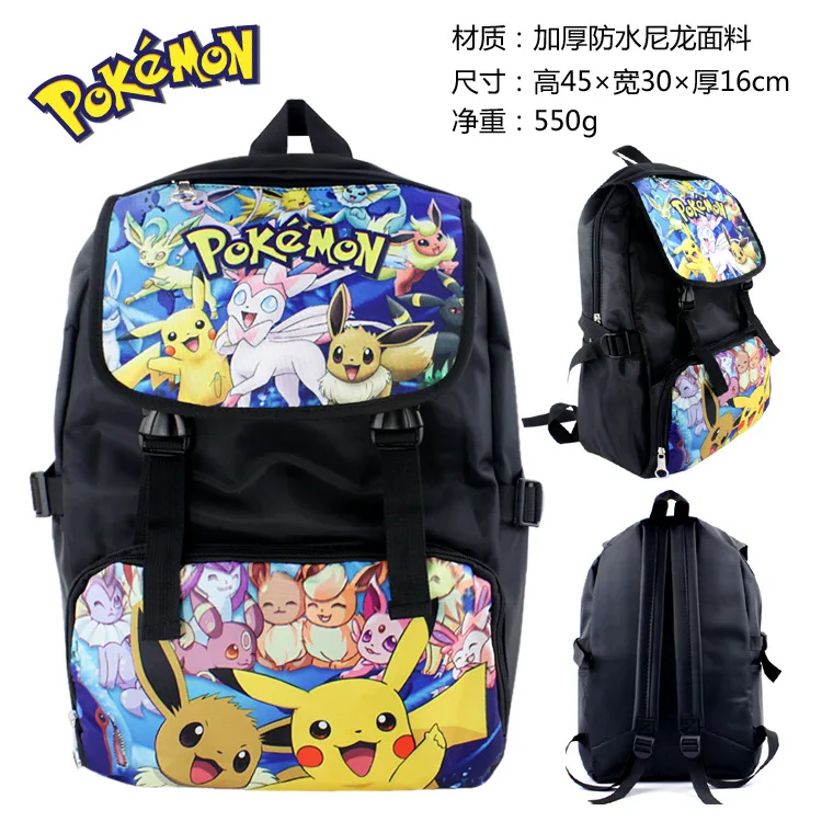 Pocket Monster Pikachu Eevee Printing Waterproof backpack Student Bookbag Boys Girls Teenagers Large Anime Backpack bookbags-for-girls