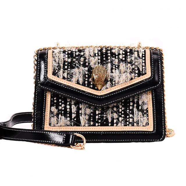 Bird eagle head Lock Chains Crossbody bag Wool Hairy felt knitting