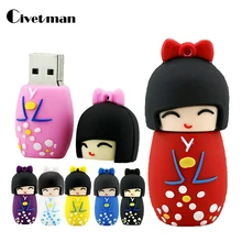 Мультфильм USB флэш-накопитель японские куклы кимоно девушка ручка-накопитель 4 ГБ 8 ГБ 16 ГБ 32 ГБ 64 ГБ 128 ГБ USB 2,0 флэш-карта памяти флешка