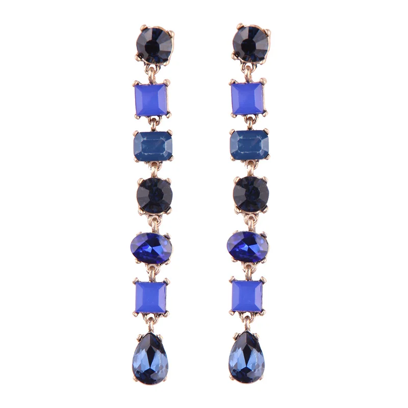 Лучшие женские Роскошные Разноцветные длинные серьги с бусинами, ювелирное изделие, модный бренд,, блестящие сексуальные висячие серьги для женщин 4256 - Окраска металла: Blue