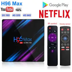 H96 MAX 9,0 Android ТВ-бокс на Rockchip RK3318 4K Smart tv Box GB ram 64GB H.265 4K Google Voice 2,4G & 5G Wifi BT4.0 медиаплеер