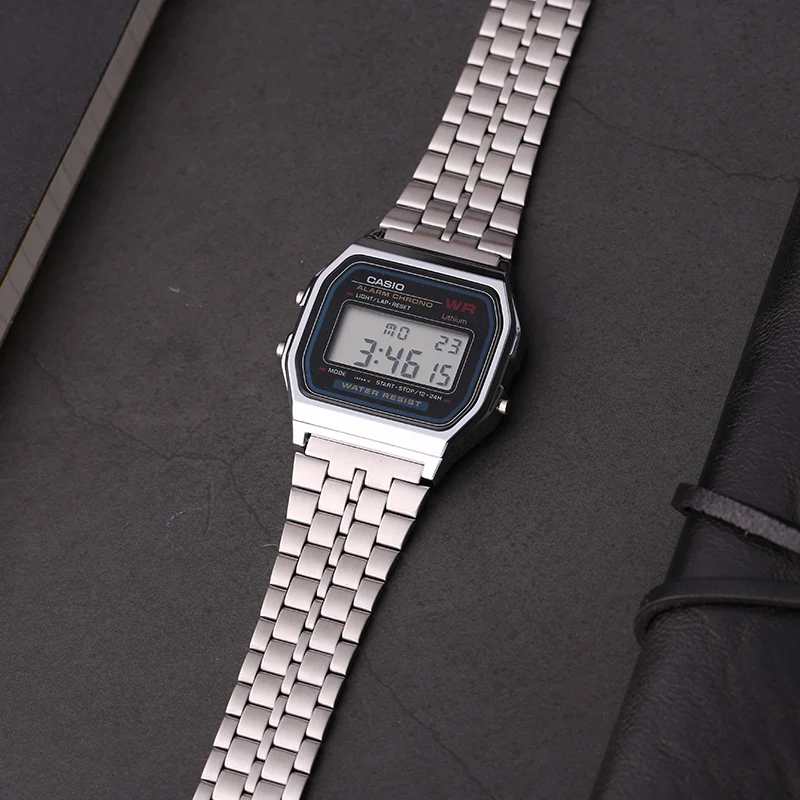Часы Casio Простые Ретро Серебряный стальной ремешок мужские электронные часы