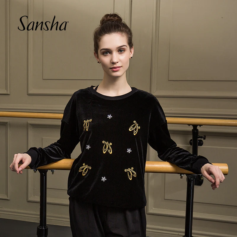 

Sansha 2017 New Autumn Winter Warm Velvet Round Collar Dance Top 77AG0003P