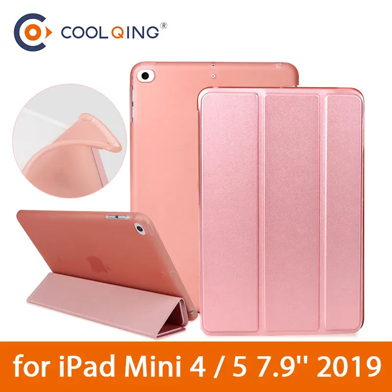 

TPU Soft Tablets Case For iPad Mini 4/5 2019 Tri-folded PU Leather Smart Protective Cover Tablet Case For iPad Mini 5 Case 7.9''
