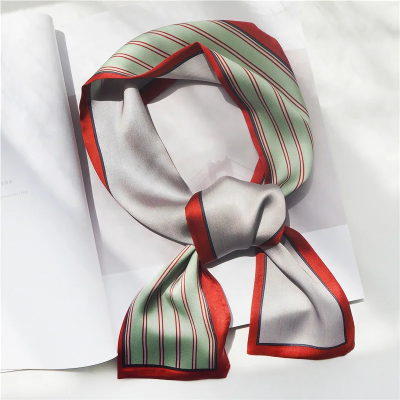 Тонкий длинный шелковый шарф в мелкий горошек, платок на шею, Женская бандана, элегантная женская повязка на голову - Цвет: 16