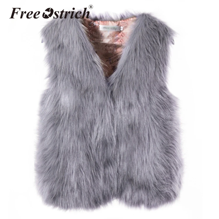 

Free Ostrich Faux Fur Vest 2019 New Winter Women's Furry Shaggy Woman Fake Fur Vest Fashion Fur Vests Jacket High Quality N30