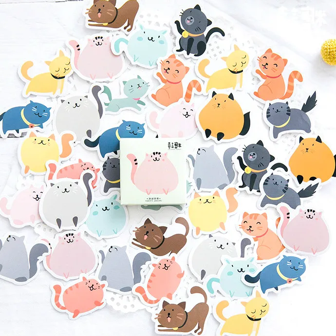 

1Pcs Sell Candy Fat Cat Stationery Stickers Diary Pack Posted It Kawaii Planner Scrapbooking Stationery Escolar School Supplies
