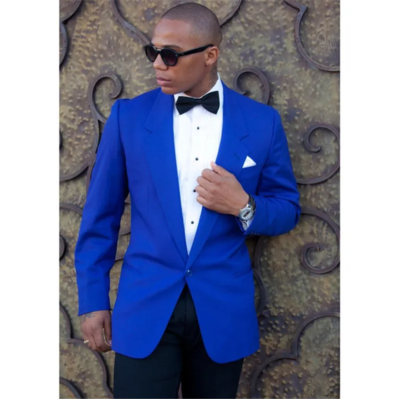 Custom Made royal Blue Men Suit Costume Homme Wedding (Jacket+Pants