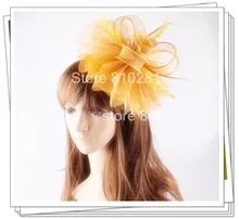 Señoras elegantes plumas fascinators sinamay sombreros mujeres accesorios para el cabello de lujo para la fiesta de boda nupcial sombreros y carreras OF1523