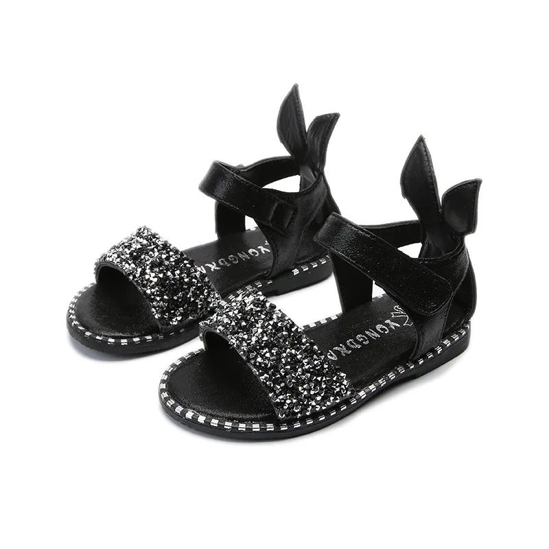 High quality Summer Bling Girl Sandal Children Sandal Fashion soft-soled cartoon cool Kids Shoes pink silver black