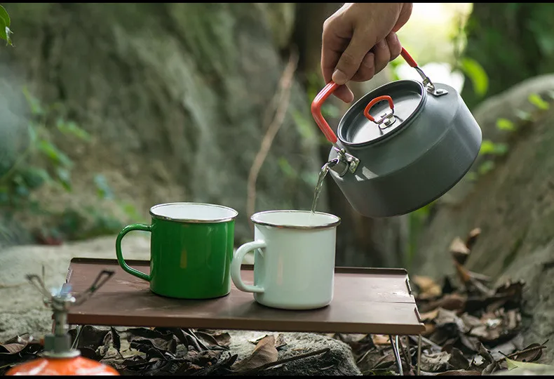 Pote de Acampamento ao ar Acampamento ao ar Naturehike Livre Chaleira Portátil Alumínio Pote Alumina Rígida Café Leve Pesca 8 Louça para ar livre