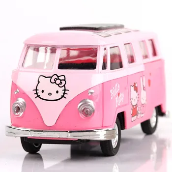 

1:48 Model Car Girls Alloy Model Bread Bus Pull Back Car Sound and Light can Open Door for Children Party Favors