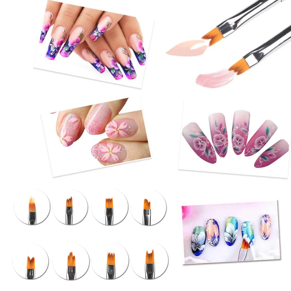 267 39 De Réductionongle Art Brosse Pétale Fleur Peinture Dessin Français Dégradé Ligne Stylo 3d Pointe Uv Gel Vernis Strass Métal Poignée