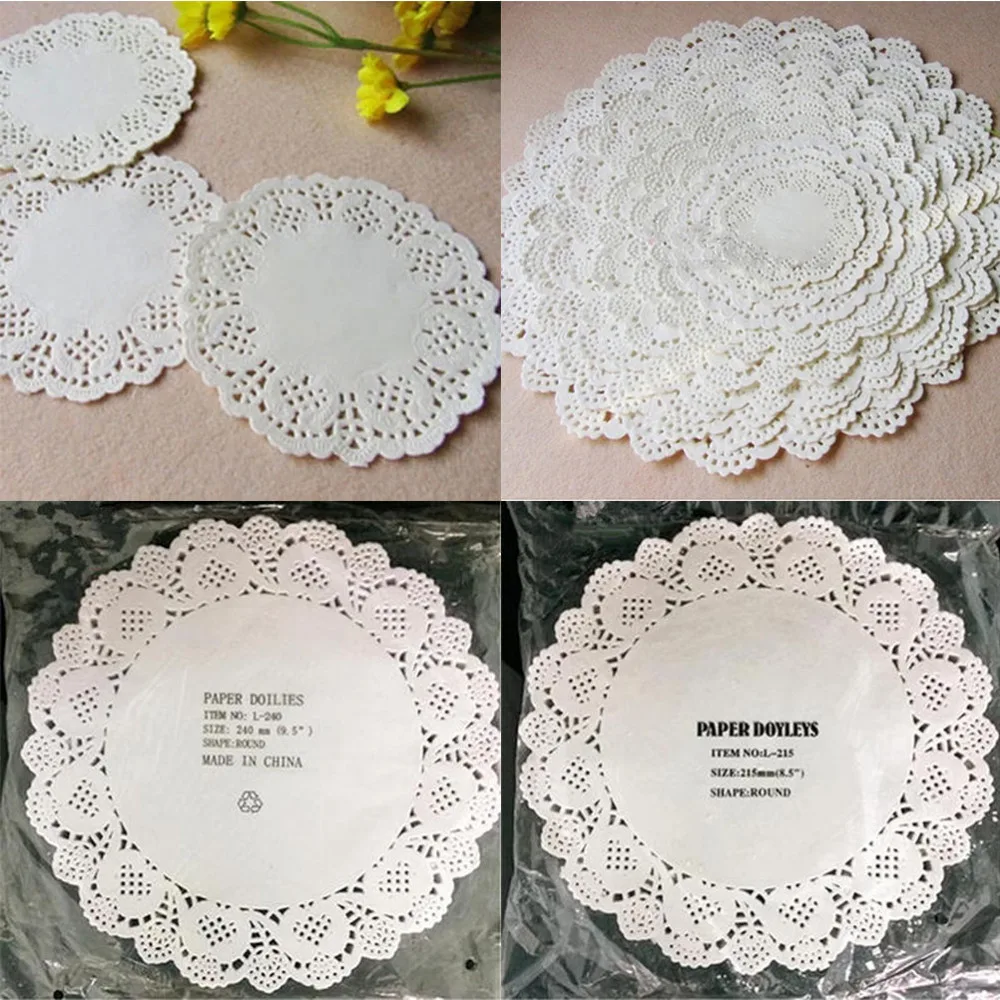 RF 80X Lace Doily Wedding Party Cupcake Cake Cookies Round Paper Pads Placemat 