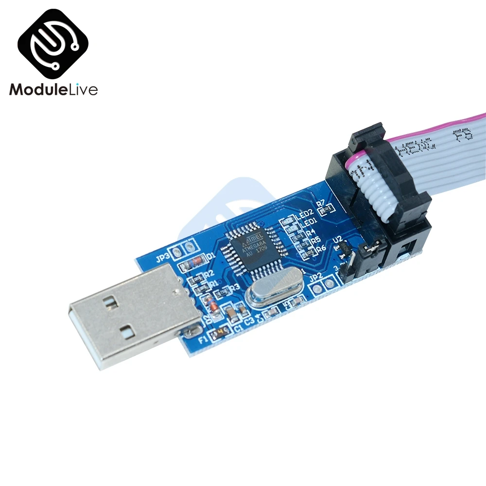 Программатор USBASP USBISP AVR 10Pin USB кабель ISP ASP ATMEGA128 ATMEGA8 ATtiny CAN PWM Поддержка Win7 64K 64 бит 3