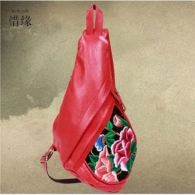 

XIYUAN BRAND fashion red black brown color Women girls Zipper embroidered Shoulder Bag Leather Crossbody Bags luxury For lady