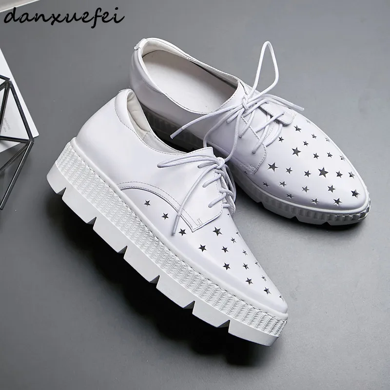 Plataforma Mujer Las hacia Fuera Cuatro Pink Cuero Mujeres La Temporada Encaje De Zapato Hueco Alpargatas Deporte Zapatillas white Genuino Pisos Casuales T1n41S