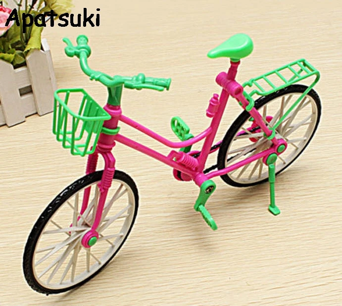 Miniature Doll Accessories 16 Toy Dollhouse Plastic Bike Bicycle With Basket For Barbie Dolls