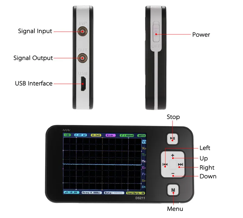 Новая версия мини ARM DSO211 цифровой осциллограф портативный карманный нано Ручной цифровой осциллограф